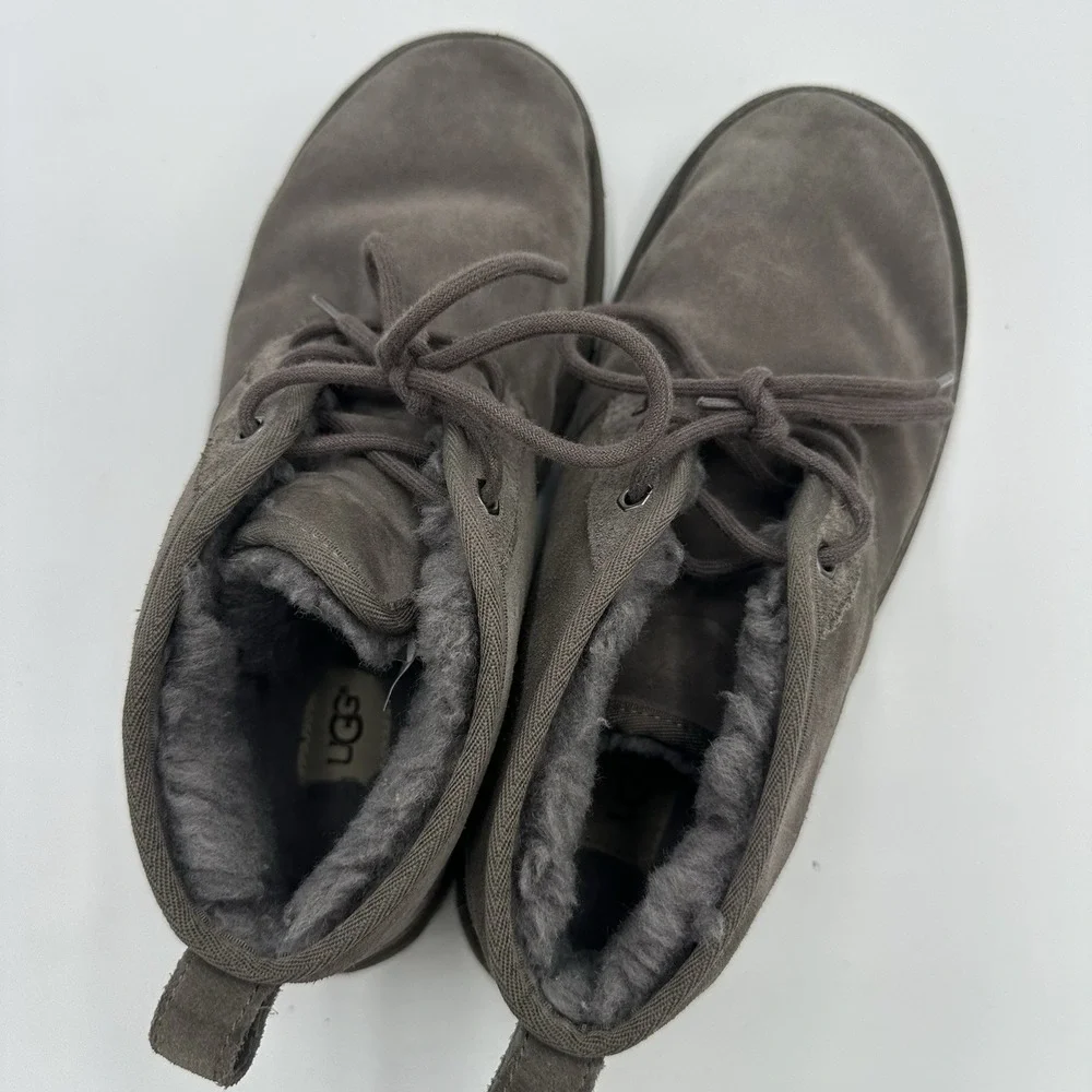 UGG Neumel Chukka Boots Men's Size 10 Wolf Gray Suede Wool Lined Winter Cottage